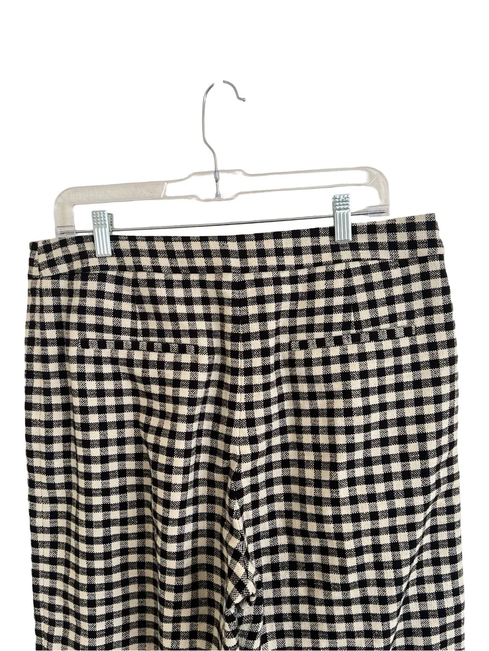 Sezane Martin Crop Trousers in Black and Ecru Gingham FR 44 / US 12